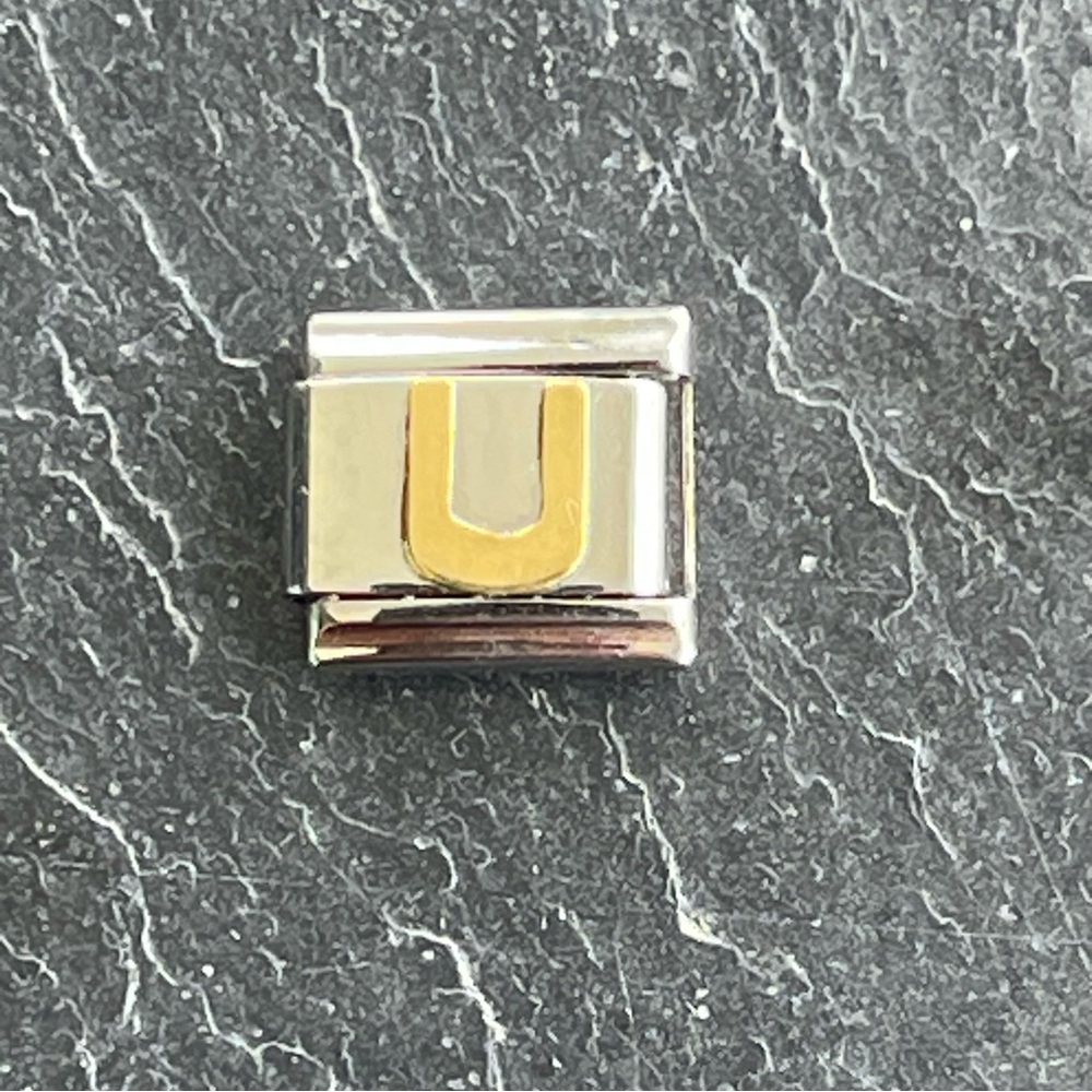 Morellato Stainless Steel and Gold Letter U Charm
